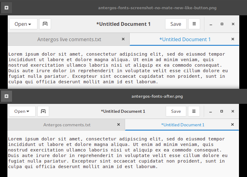 Fonts, before, after, first comparison