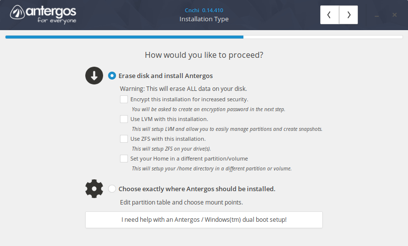Partitions, default layout