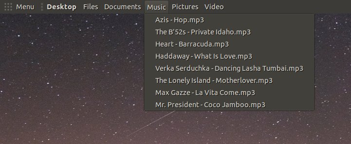 Global menu, home dir files
