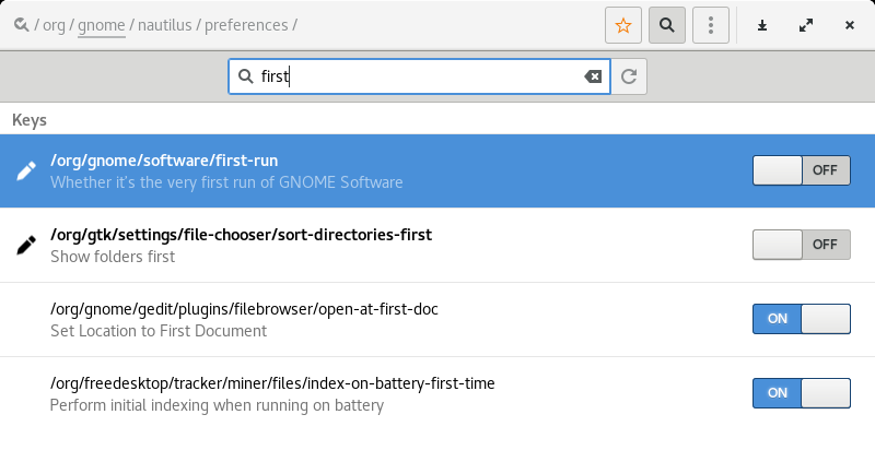 Nautilus, folders first via dconf-editor