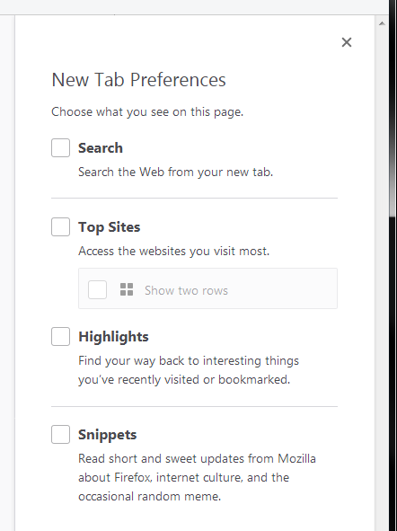 New tab options