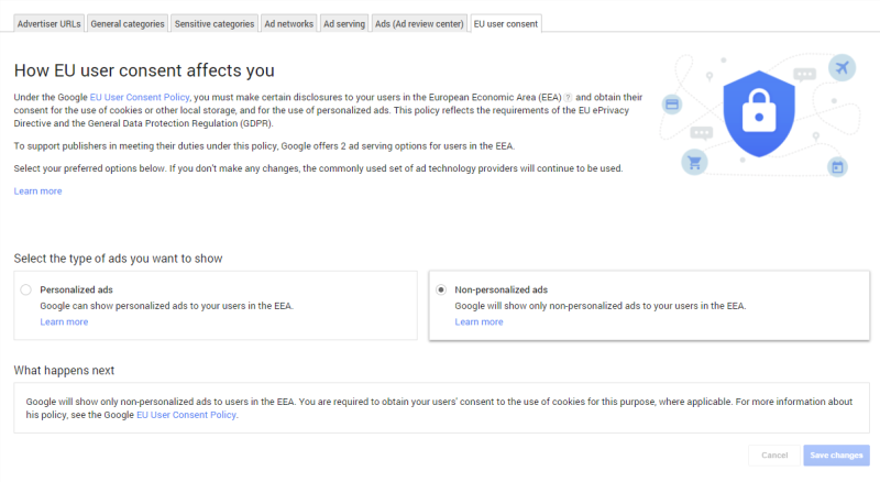 Adsense, non-personal ads