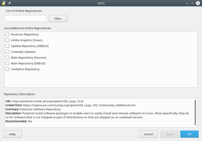 Community repos, list