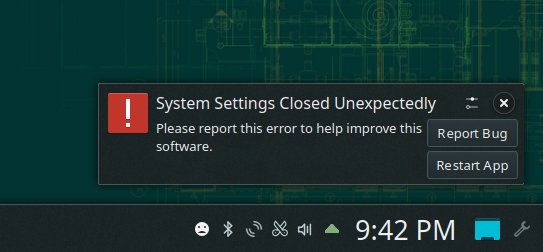 System settings crash