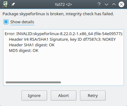 Skype signature error