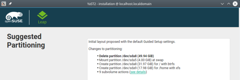 Suggested partitions, after dmsetup remove