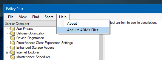 Acquire ADMX