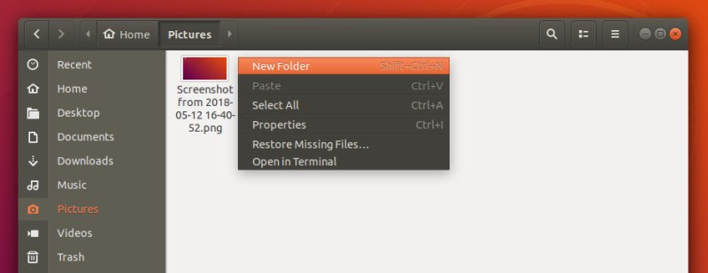 No right click, new file
