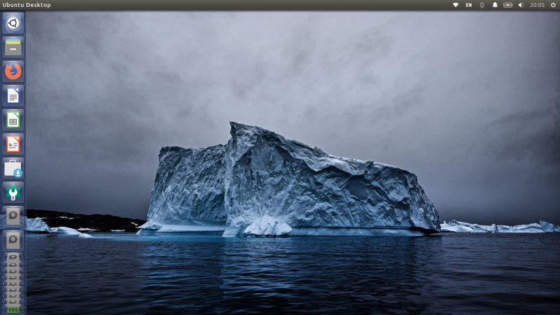 Desktop, with external volumes in the Launcher