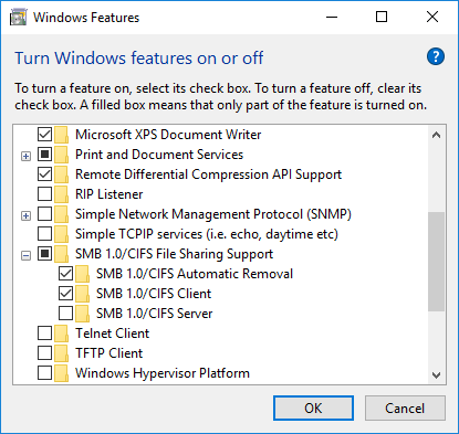 Windows features, Samba