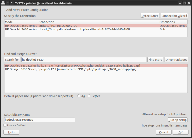 Printers, YaST module