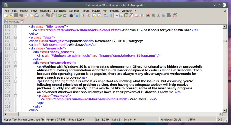 Notepad++ configured, fonts and settings