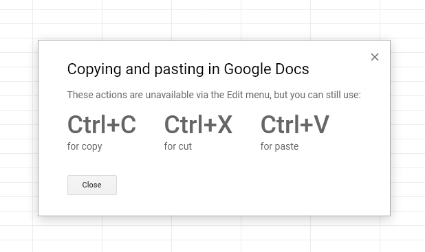 No copy & paste via menu