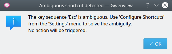 Gwenview, ambiguous shortcut