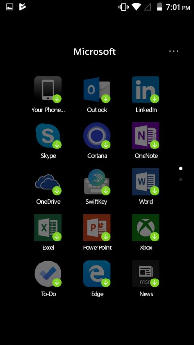 Microsoft Launcher, apps