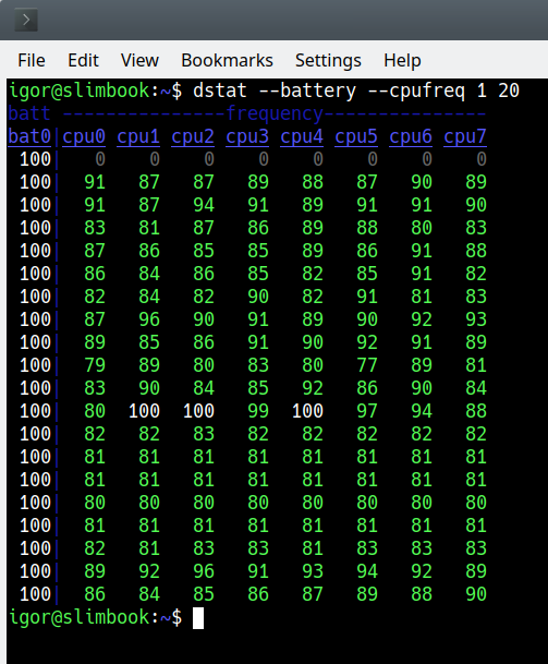 Battery and CPU metrics