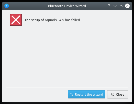 Bluetooth pairing failed