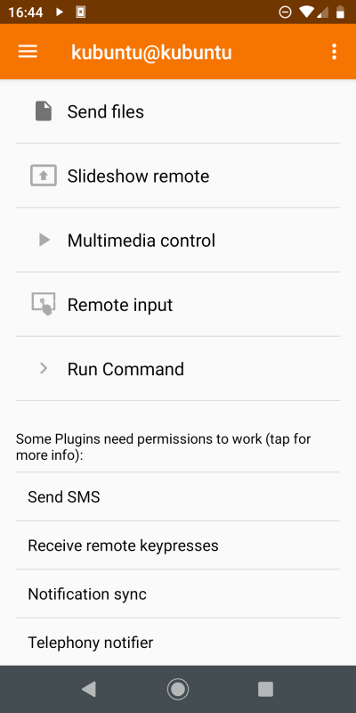 KDE Connect, permissions