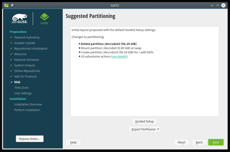 Partition suggestion