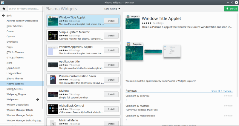 Window title widget in Discover