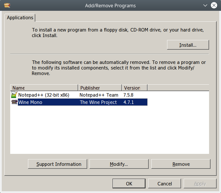 Installation via GUI