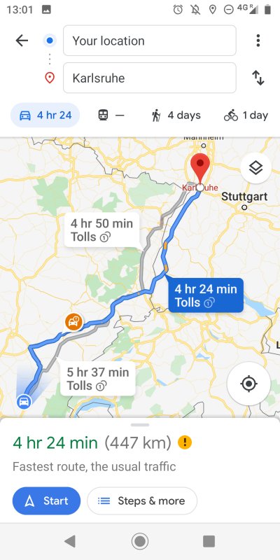 Maps, route suggestion