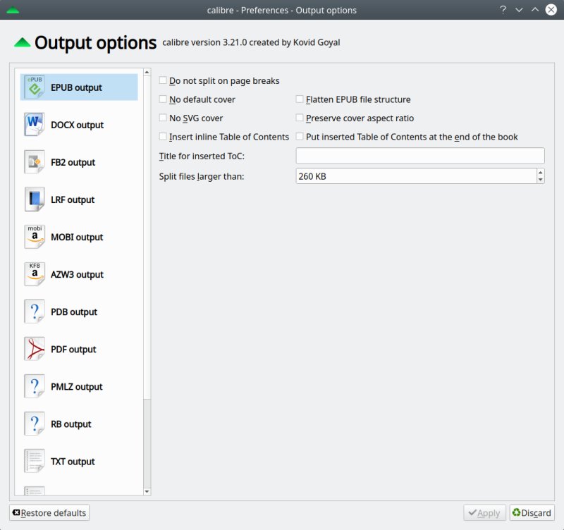 Output options