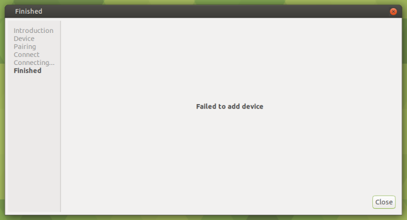 Bluetooth works, wizard fails
