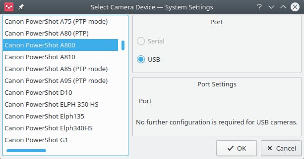 Camera, select device