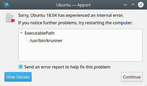 Krunner crash report