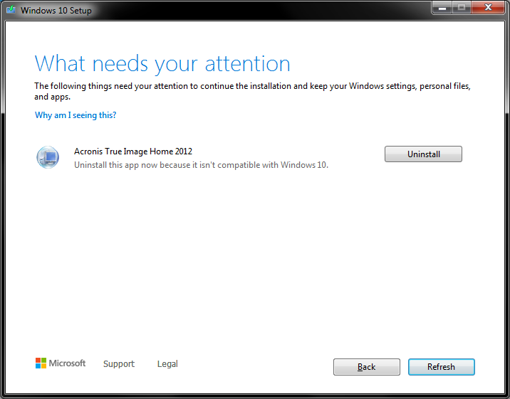 Incompatible software