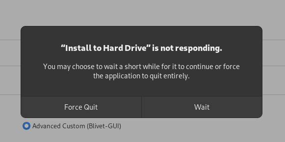 Installer, frozen, not responding