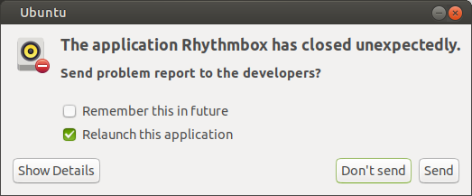 Rhythmbox crash