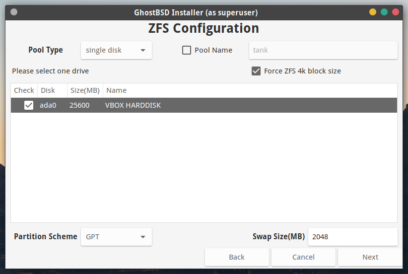 ZFS config