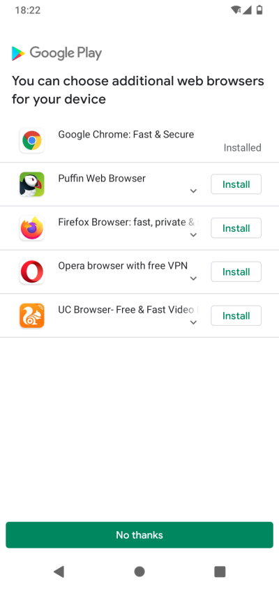 Browser install setup