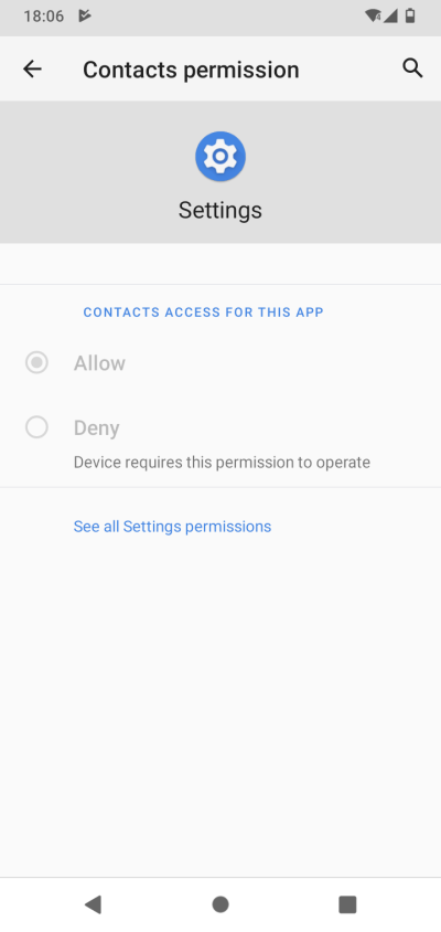 Permissions, toggle off