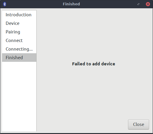Bluetooth pairing failed