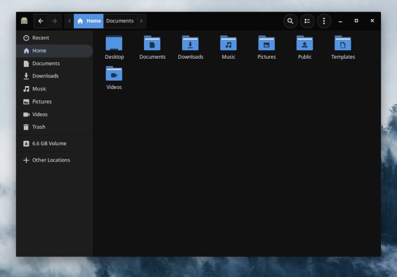 Dark theme, file manager