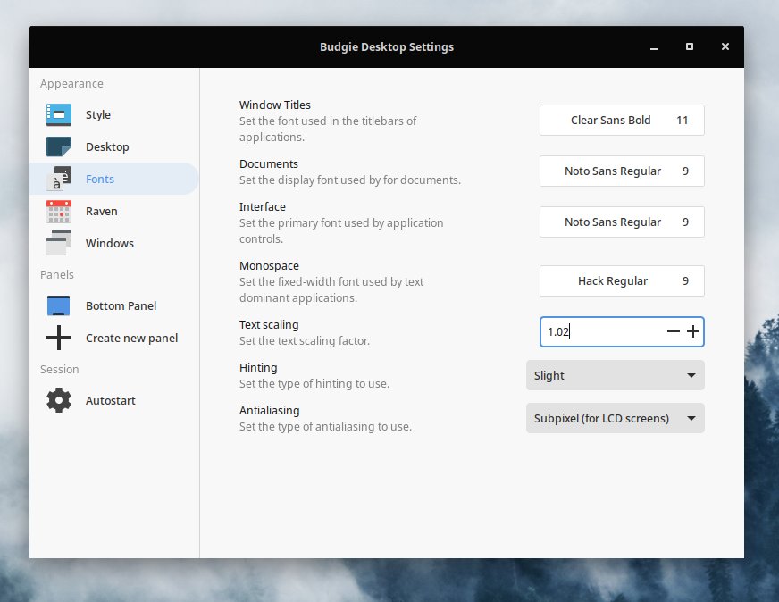 Font scaling changed