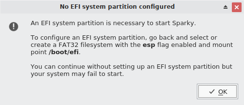EFI nonsense warning