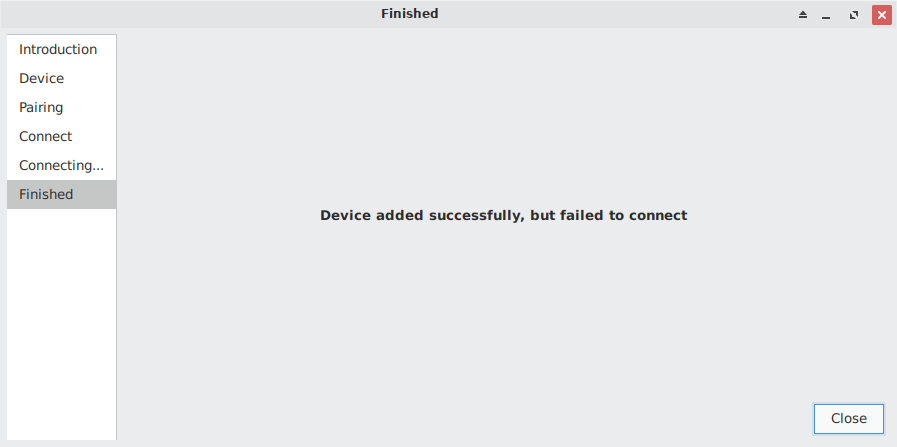 Bluetooth pairing failed