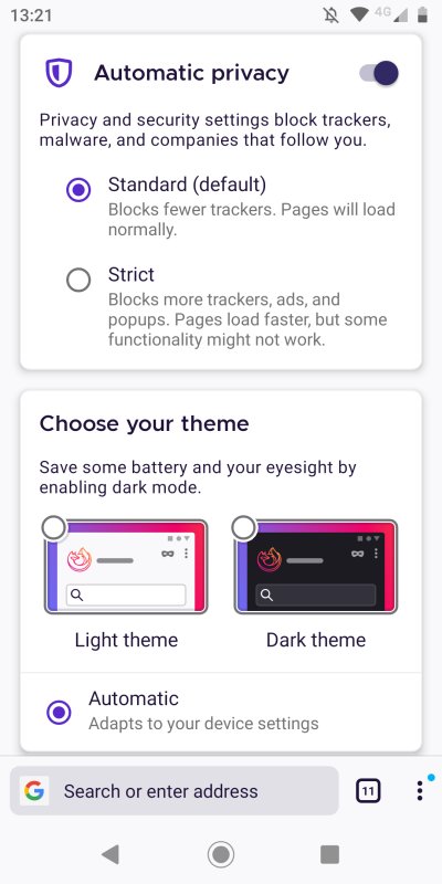 Automatic privacy settings