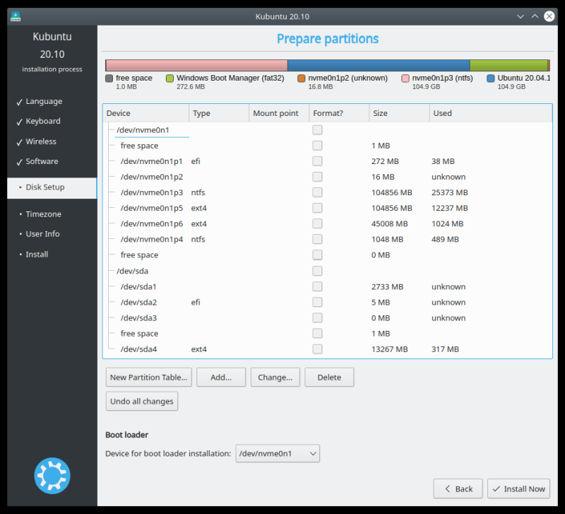 Kubuntu partitioning