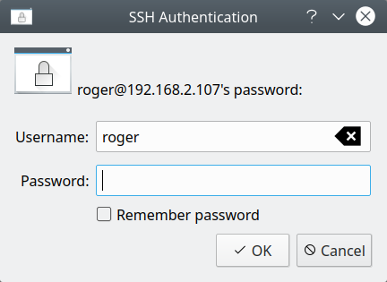Dolphin, SSH authentication
