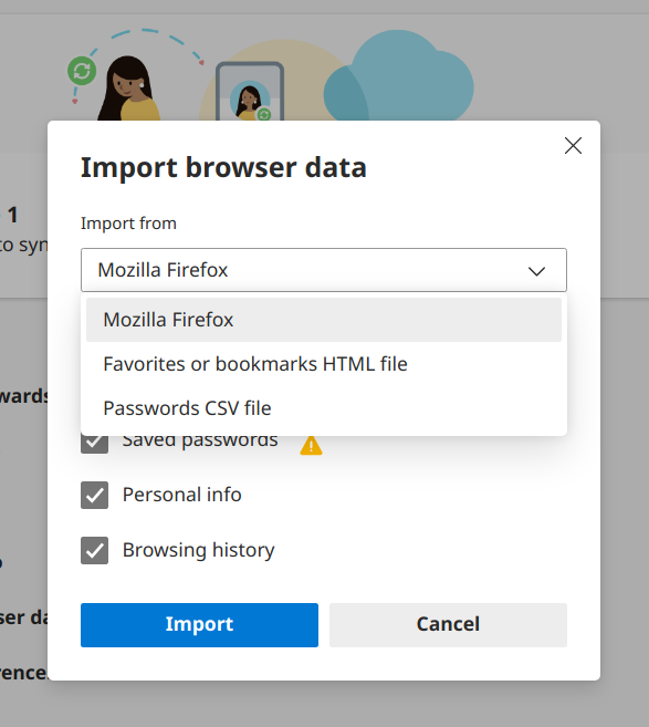 Import browser data