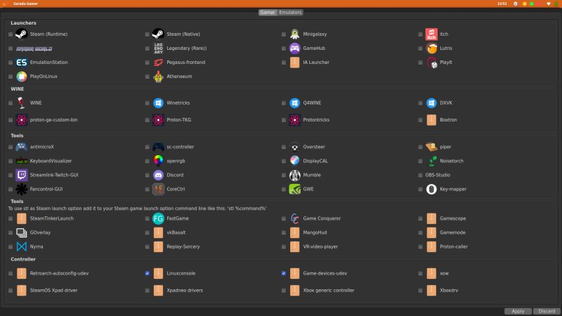 Welcome, games selection