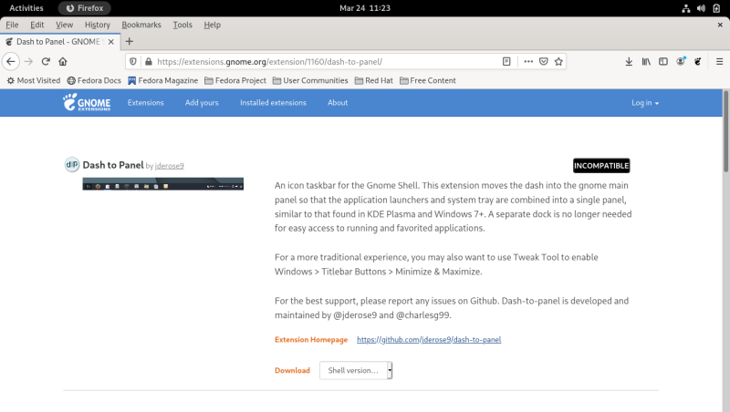 Incompatible extensions