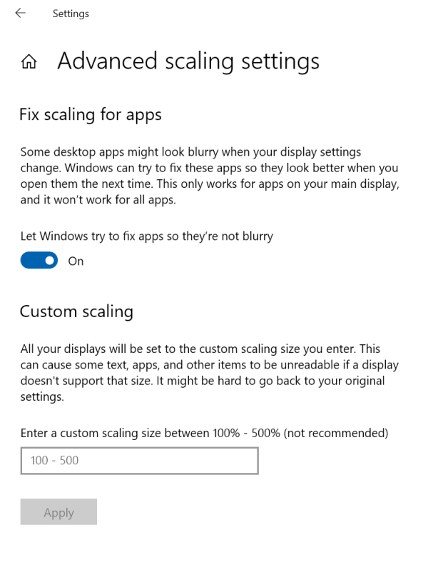 Scaling options, advanced