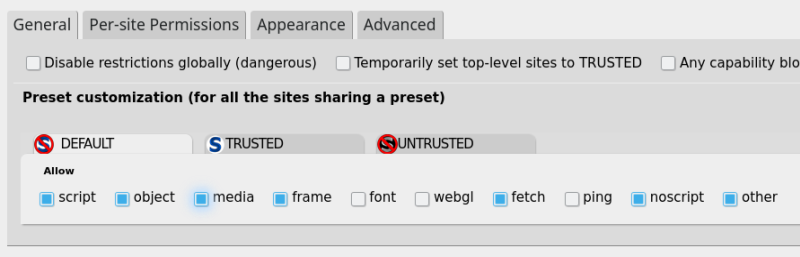 Default, scripting allowed