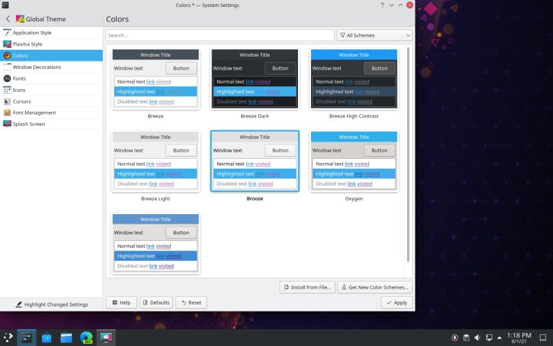 Select new color scheme